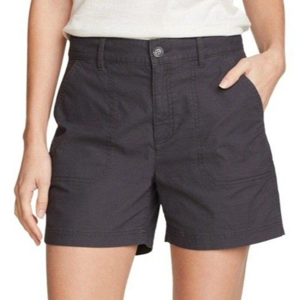 Eddie Bauer Womens Ripstop Shorts 14 Black Cargo Hiking Utility Travel 5" NWT